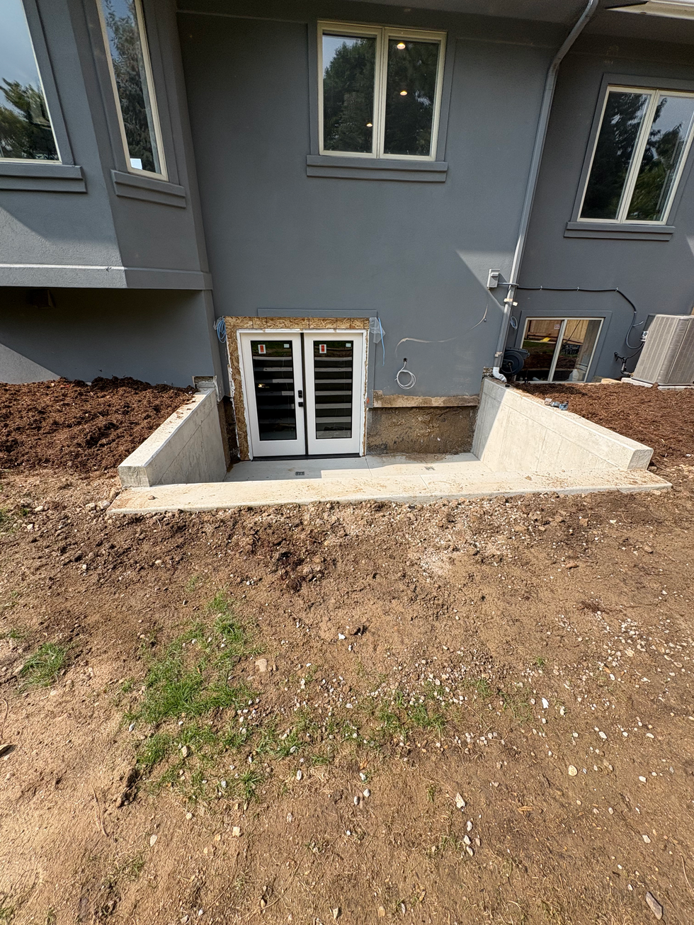 Concrete stairs and new landscape mulch in Boulder, Colorado