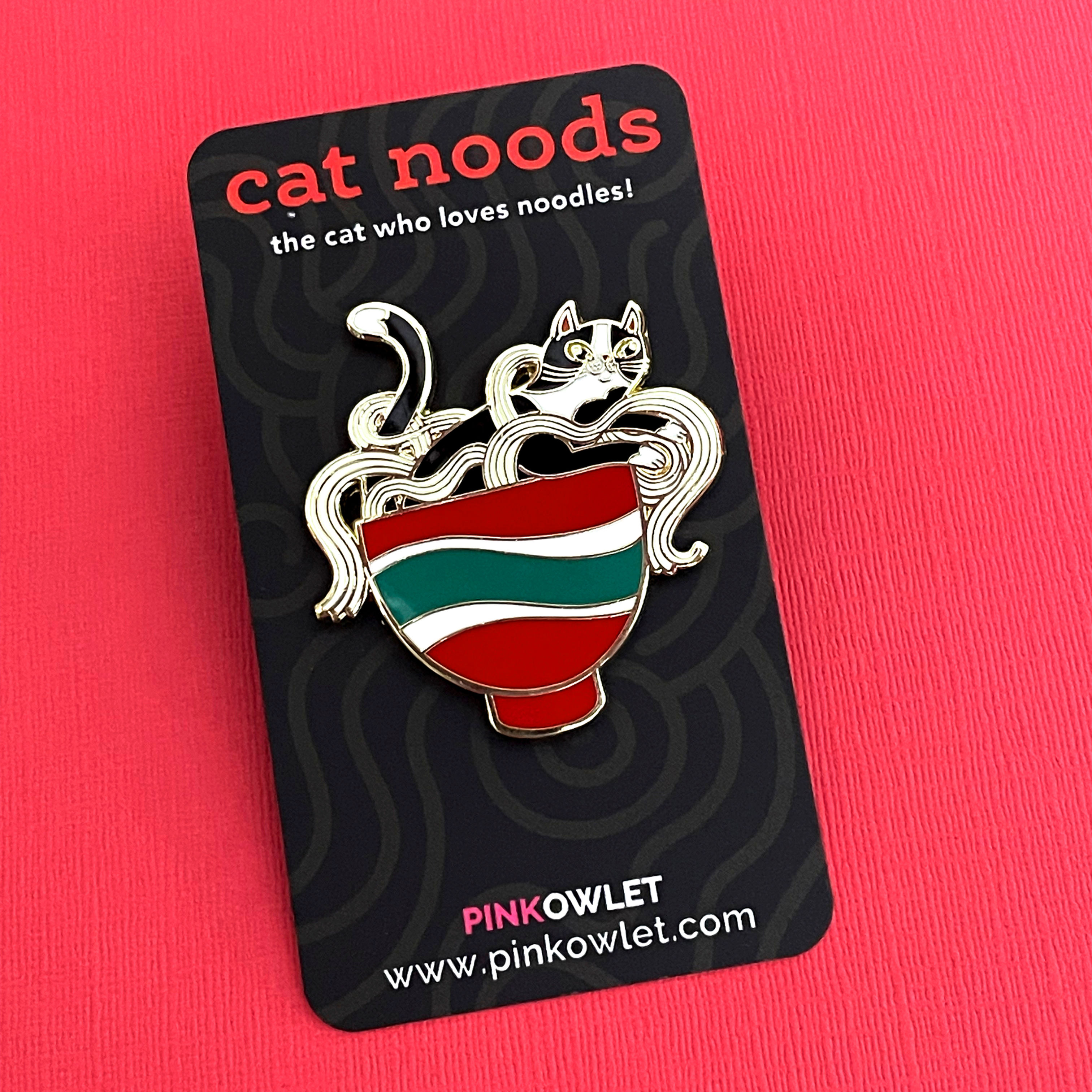 Cat Noods Black and White Cat Enamel Pin