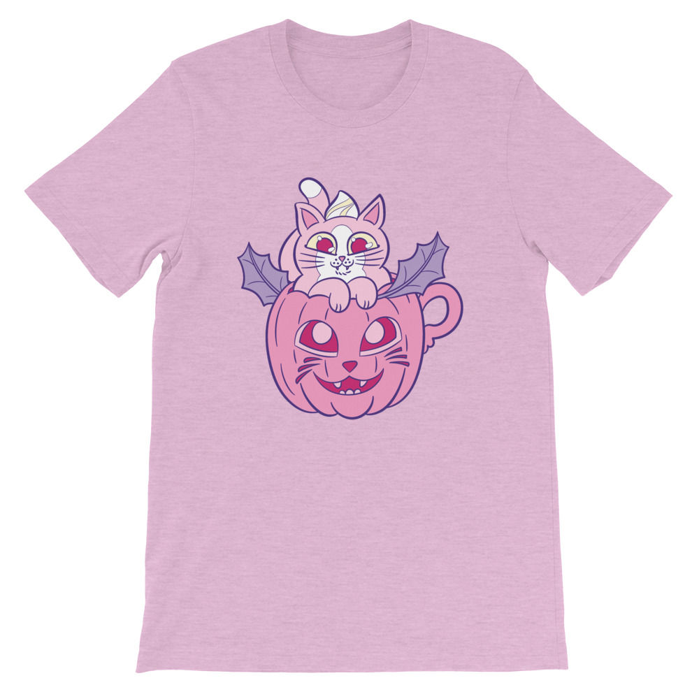 Pink Pumpkin Latte Cat Short-Sleeve Unisex T-Shirt