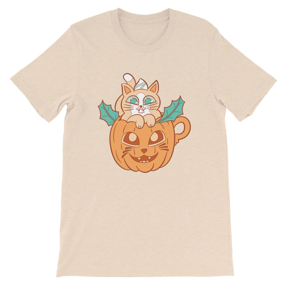 Pumpkin Spice Latte Cat Short-Sleeve Unisex T-Shirt