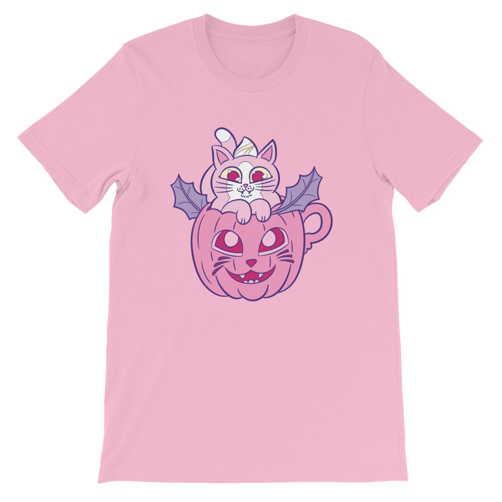 Pink Pumpkin Latte Cat Short-Sleeve Unisex T-Shirt