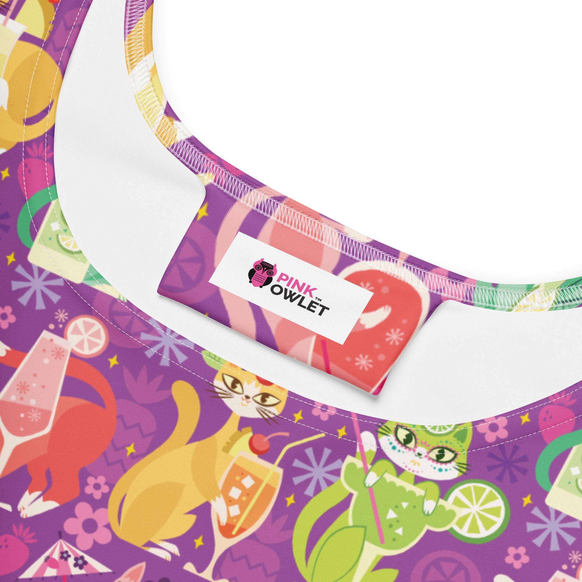 Cocktail Kitties Purple Skater Dress