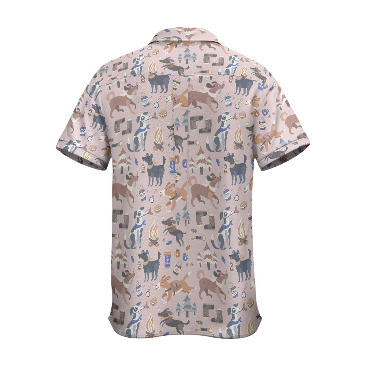 Cotton Poplin Button Up Shirt Pupper Campers Pink