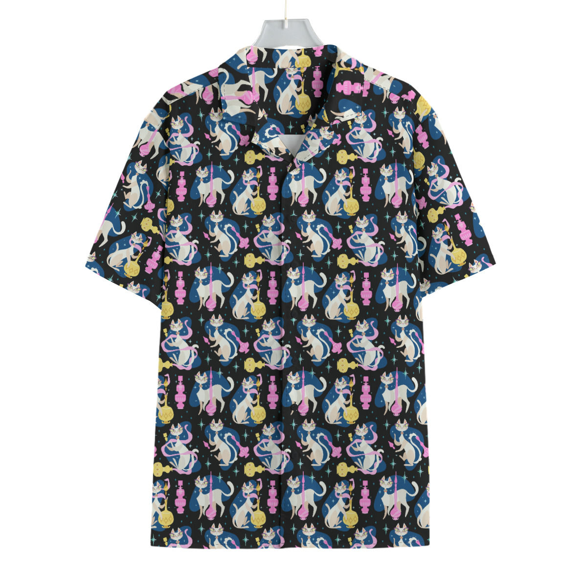 Retro Genie Cats in Black Hawaiian Shirt