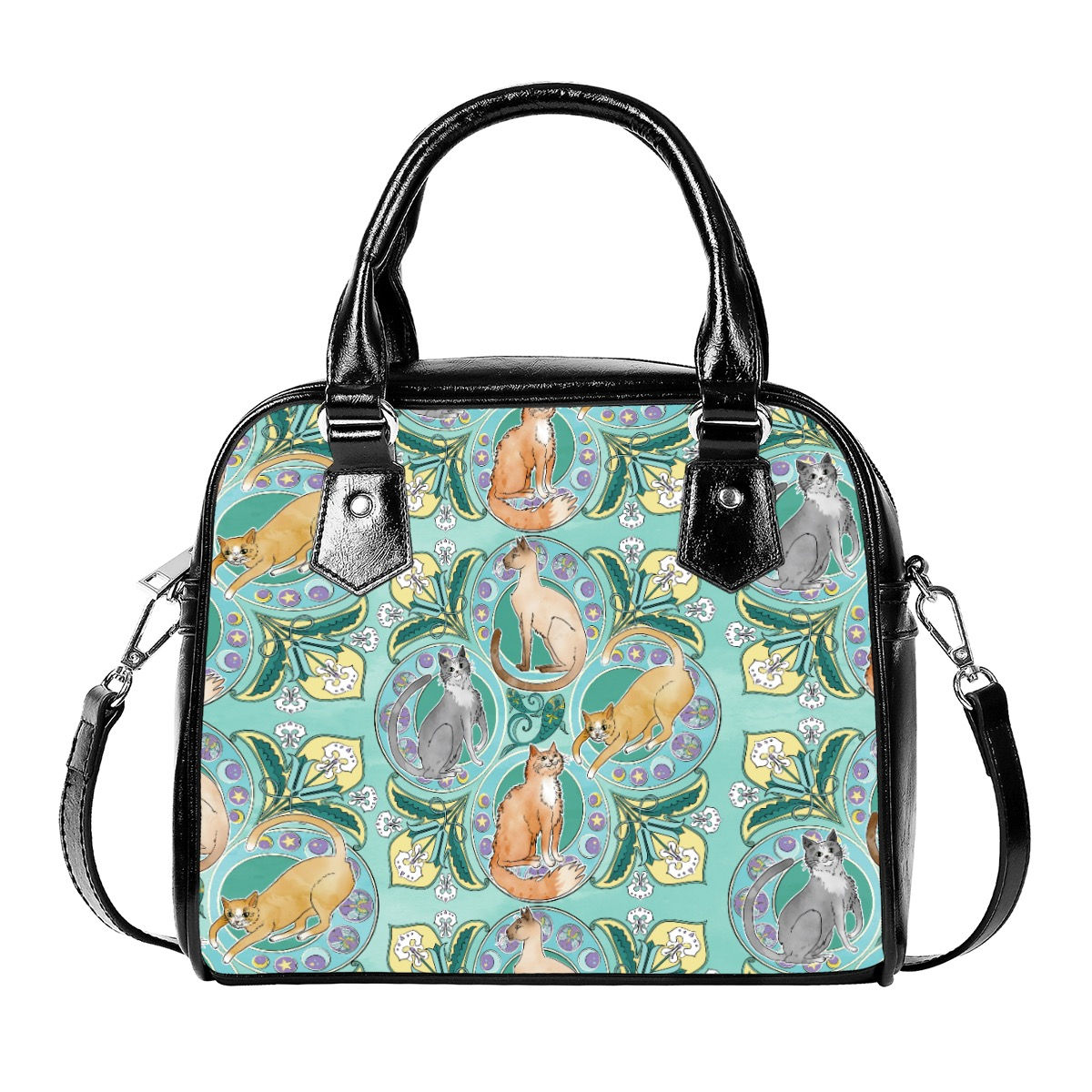 Art Nouveau Cats Classic Vegan Leather Satchel