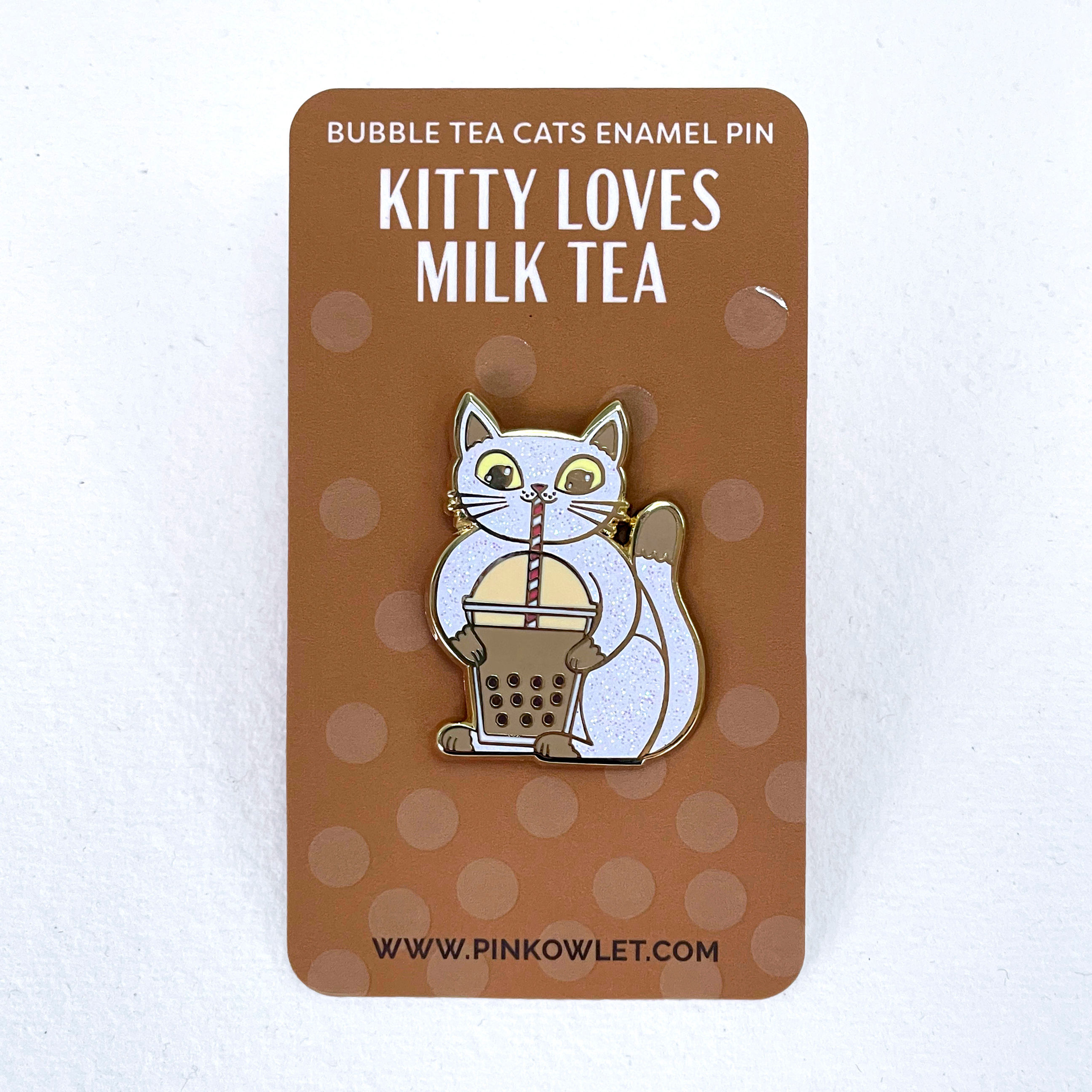 Kitty Loves Milk Tea Bubble Tea Enamel Pin