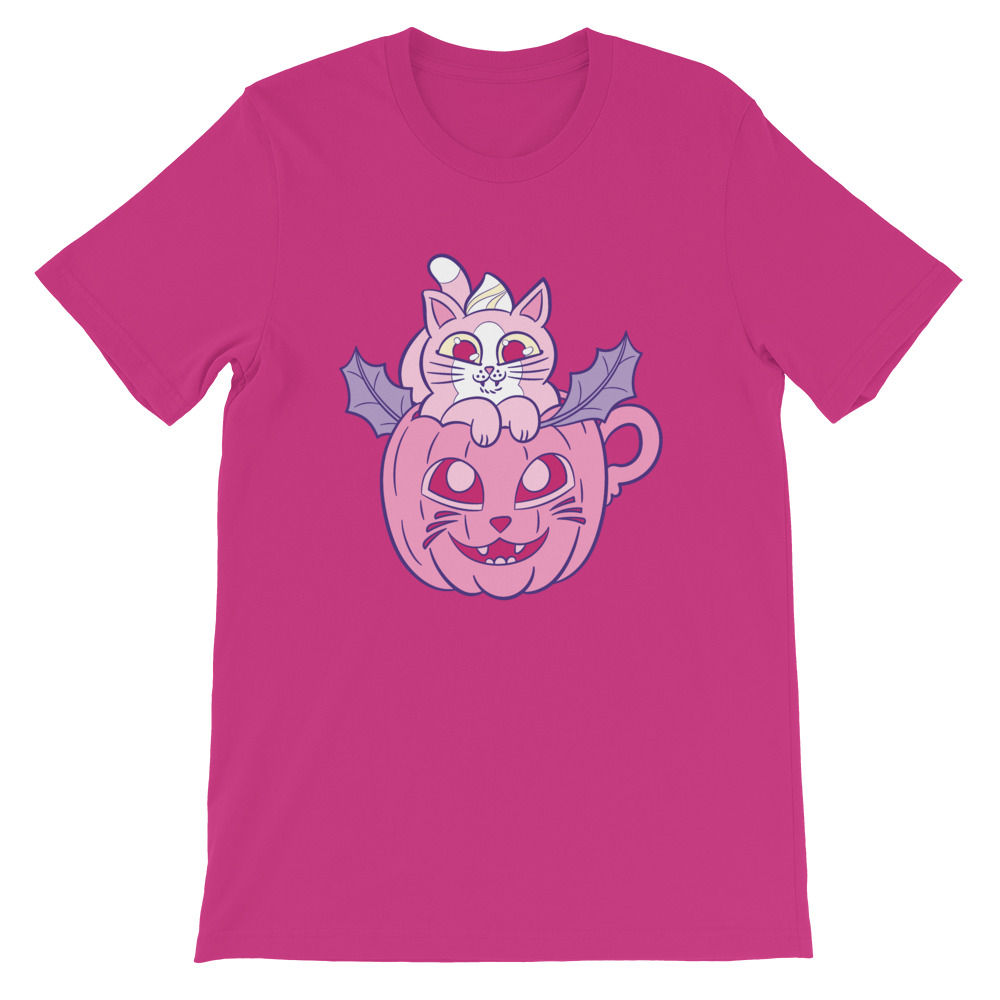 Pink Pumpkin Latte Cat Short-Sleeve Unisex T-Shirt