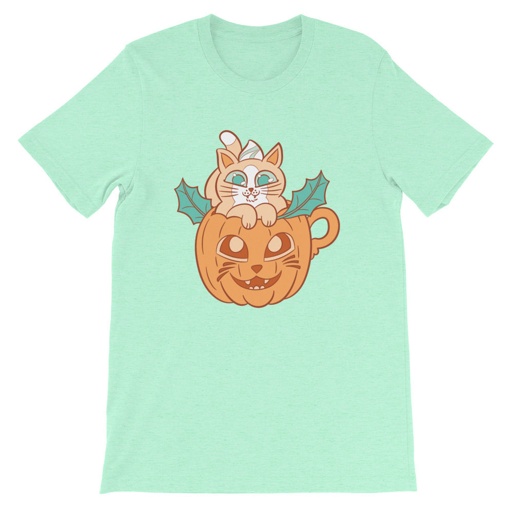 Pumpkin Spice Latte Cat Short-Sleeve Unisex T-Shirt