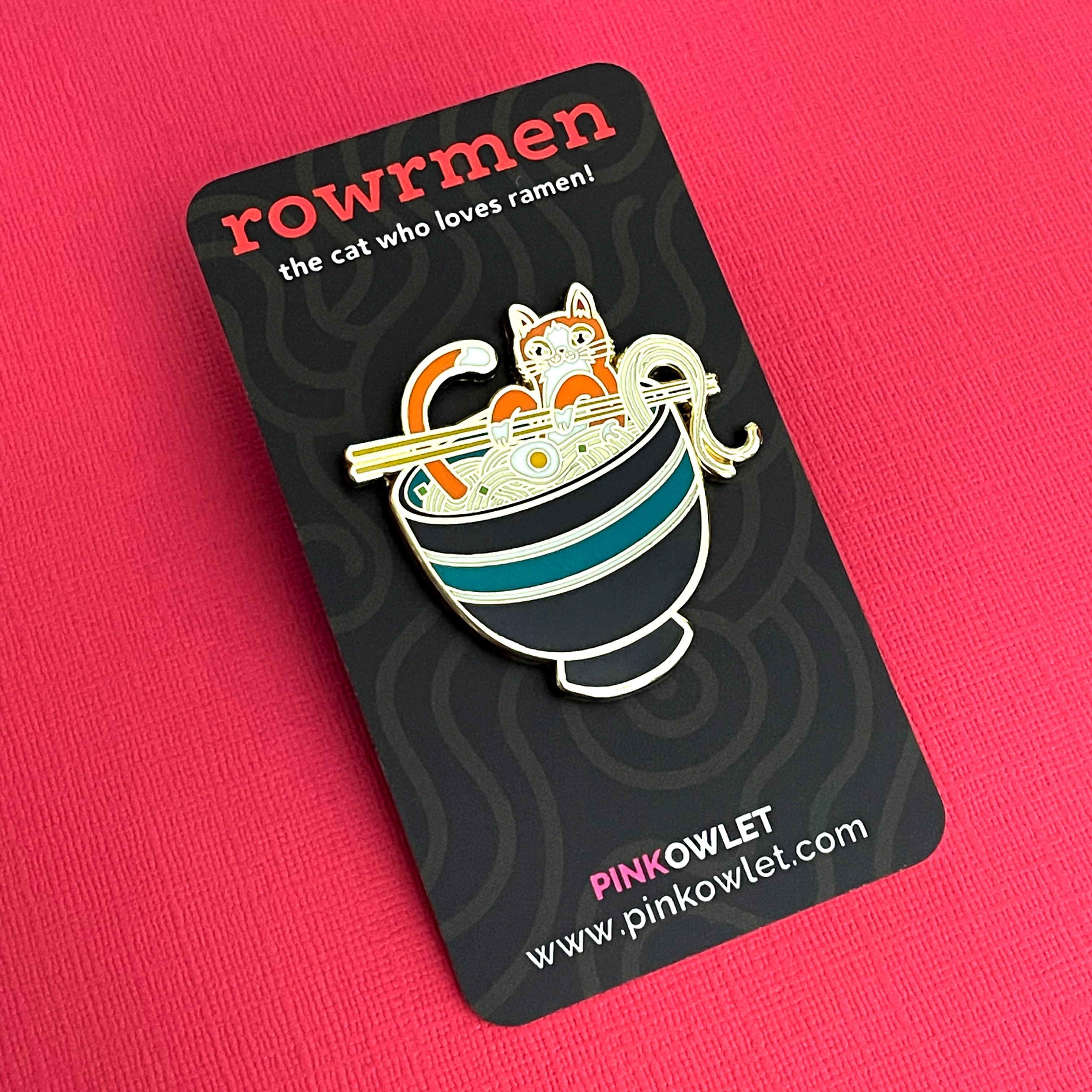 Orange Rowrmen Cat Enamel Pin