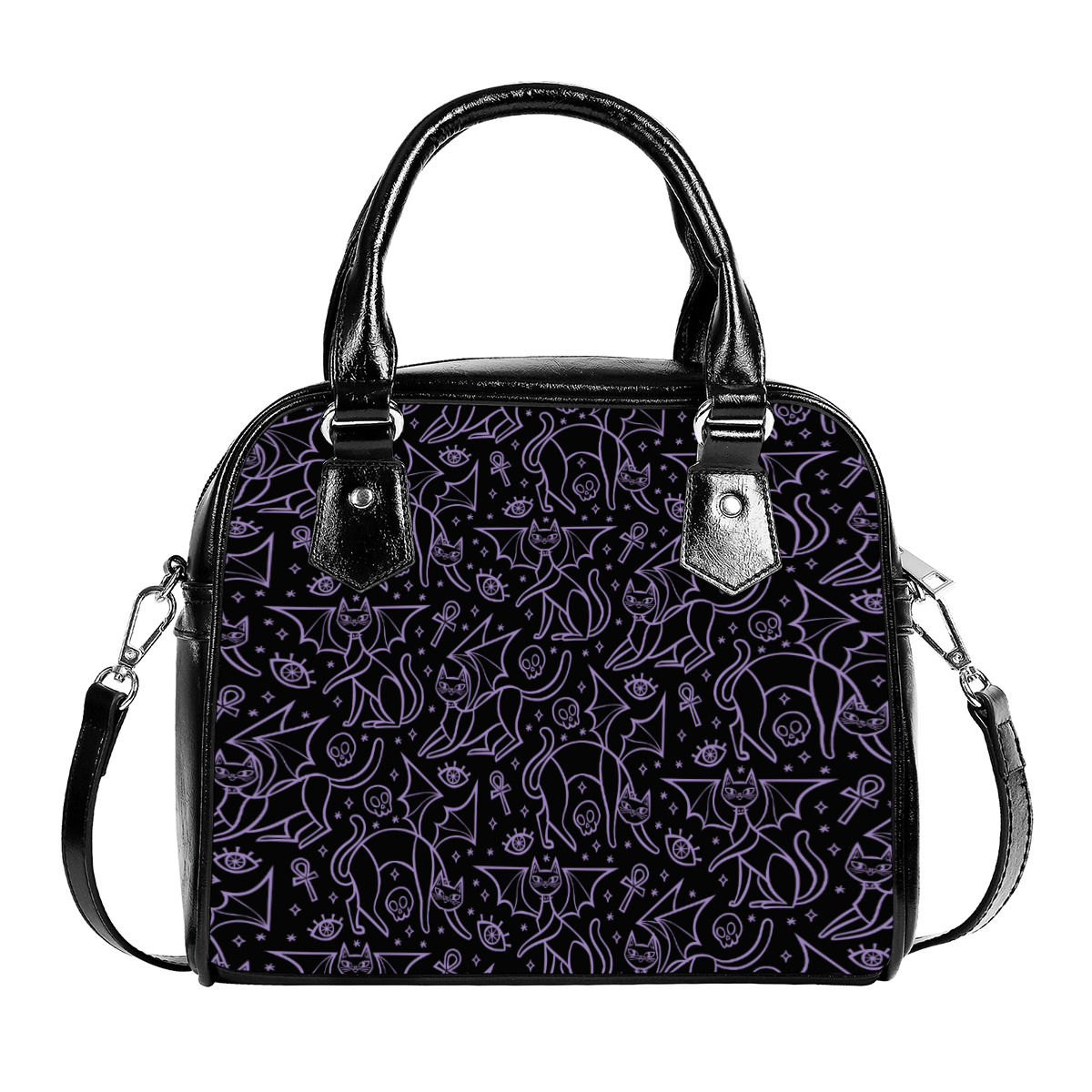 Purple Demon Kitties Classic Vegan Leather Satchel