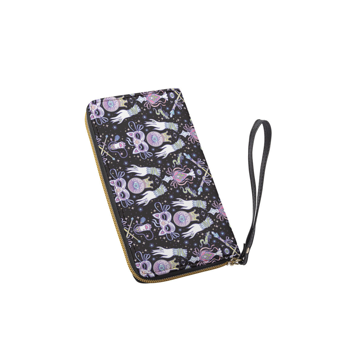 Mystical Masquerade Long Wallet With Black Hand Strap
