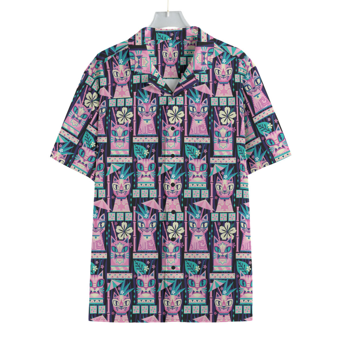 Tiki Cat Mugs Pink Cats Hawaiian Shirt