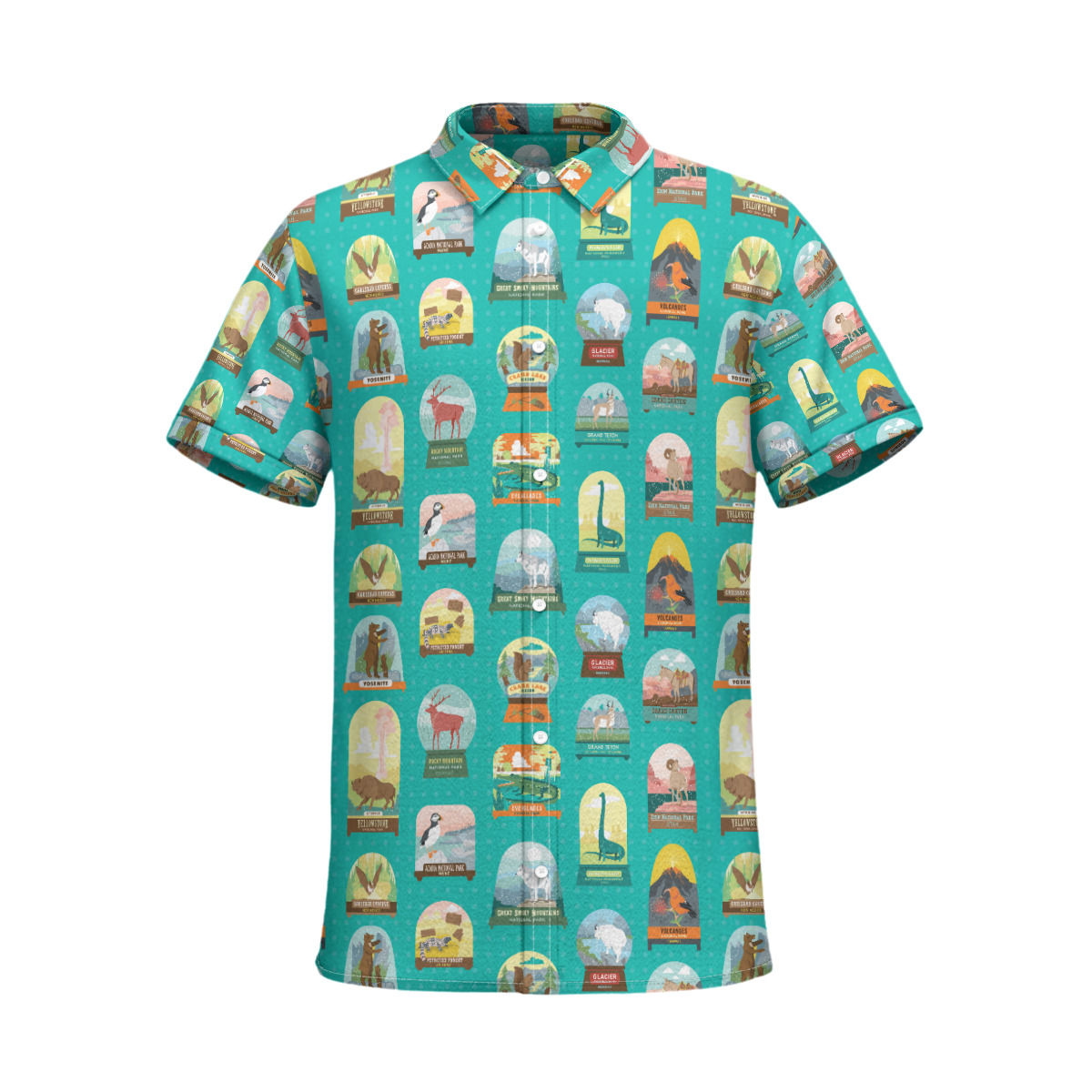 Cotton Poplin Button Up Shirt in National Parks Snowglobes