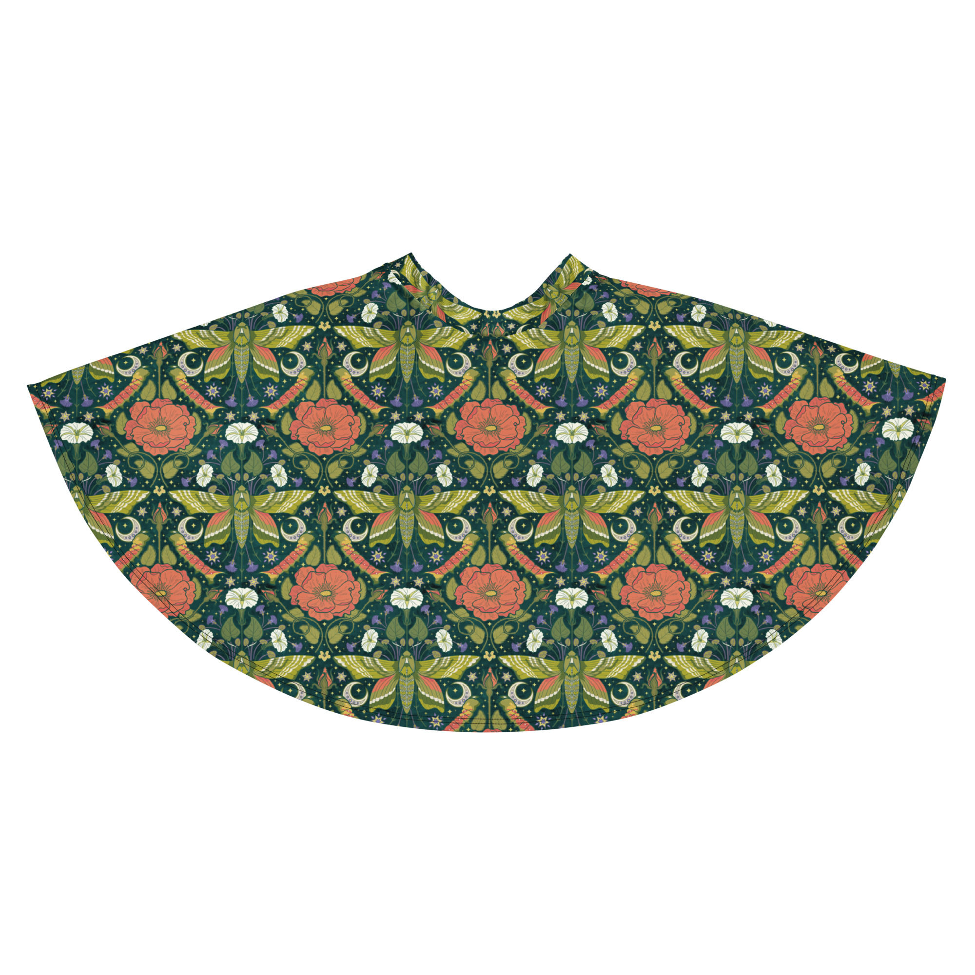 Dark Teal Magical Herbarium Skater Skirt