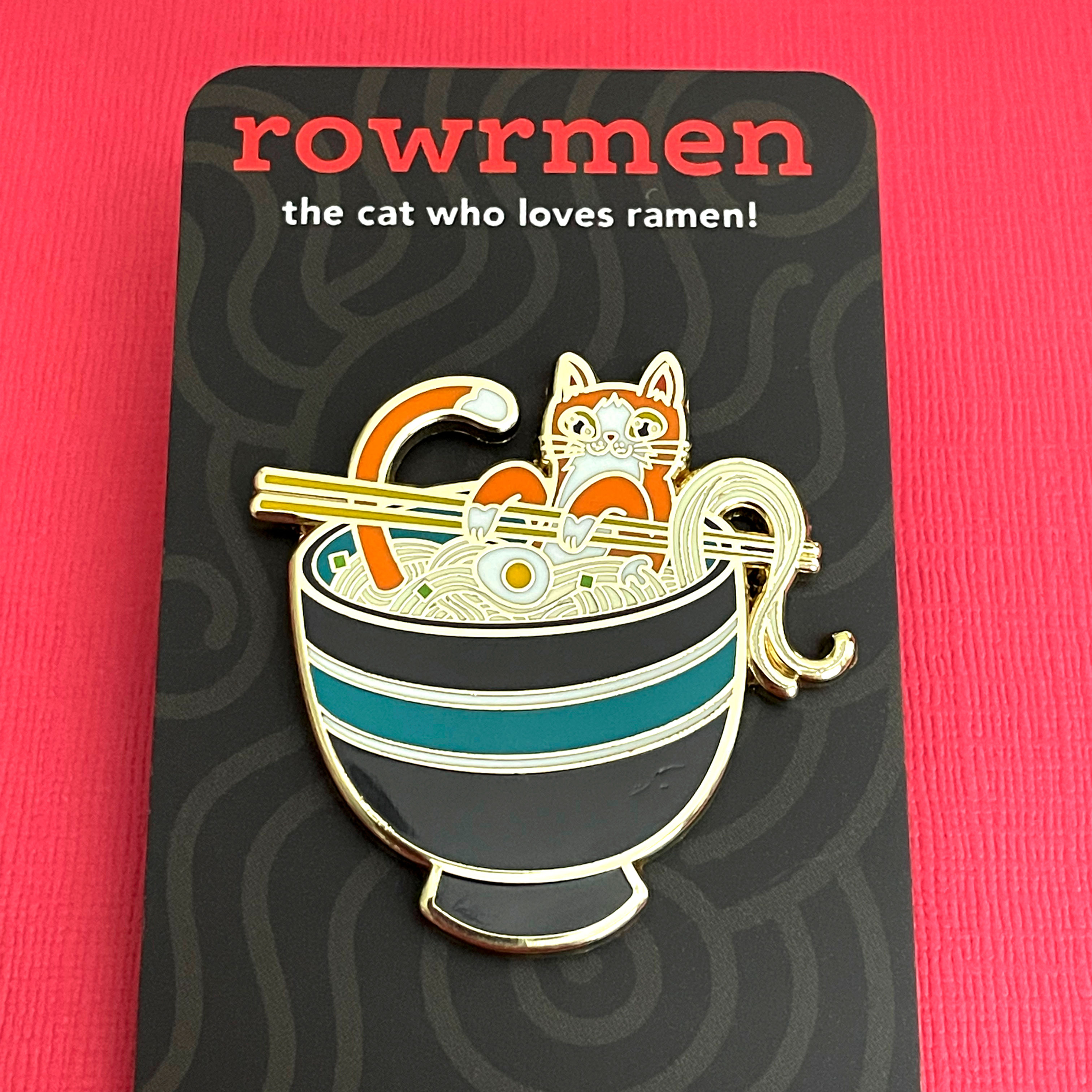 Orange Rowrmen Cat Enamel Pin