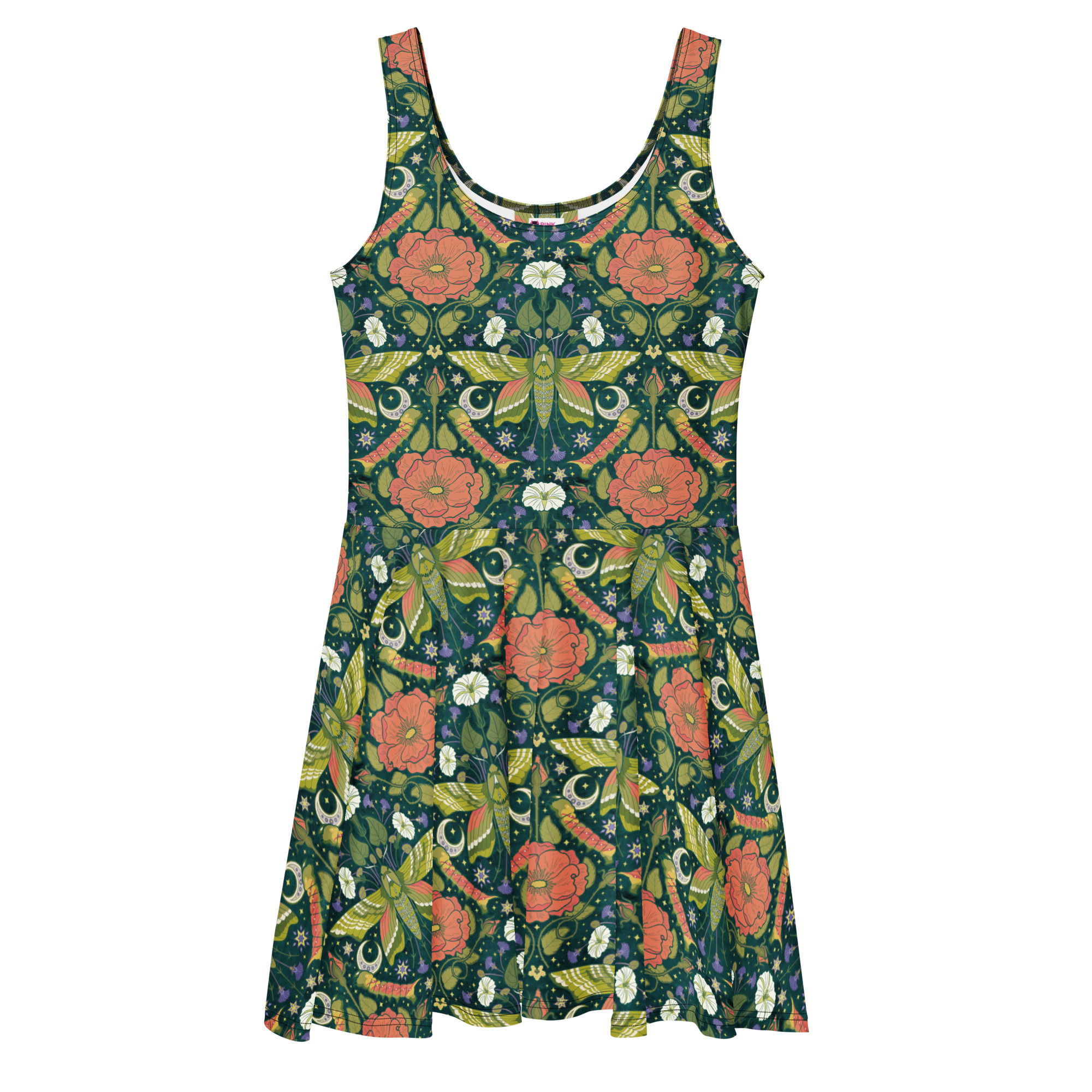 Magical Herbarium Skater Dress in Dark Teal