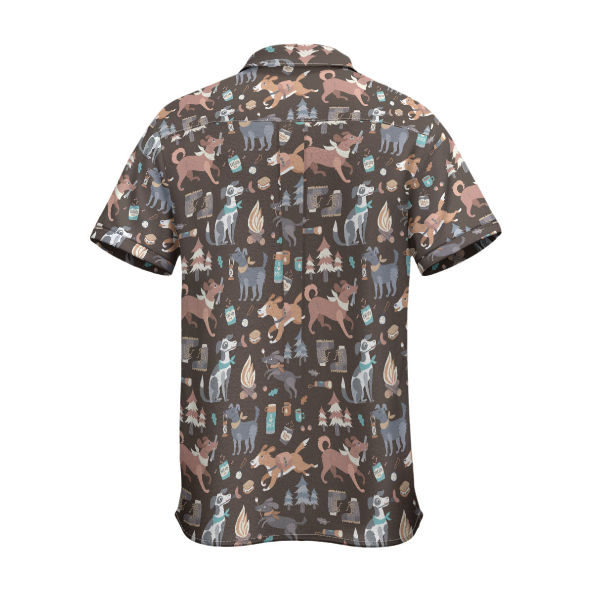 Cotton Poplin Button Up Shirt Pupper Campers Brown