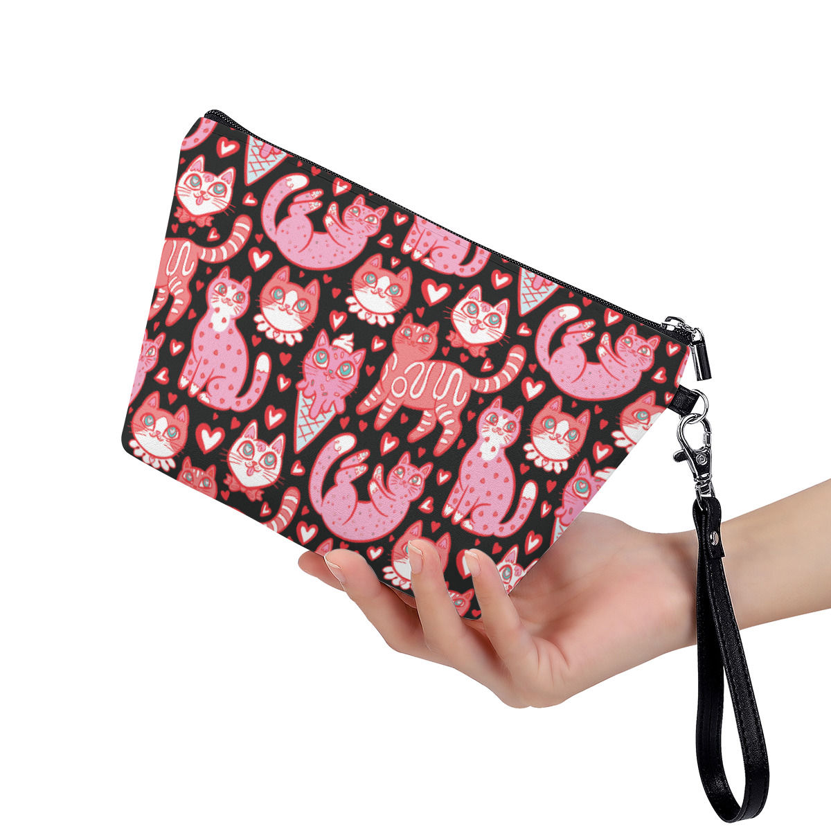 Everything Zipper Bag With Black Handle Sewwt Kitty Valentine
