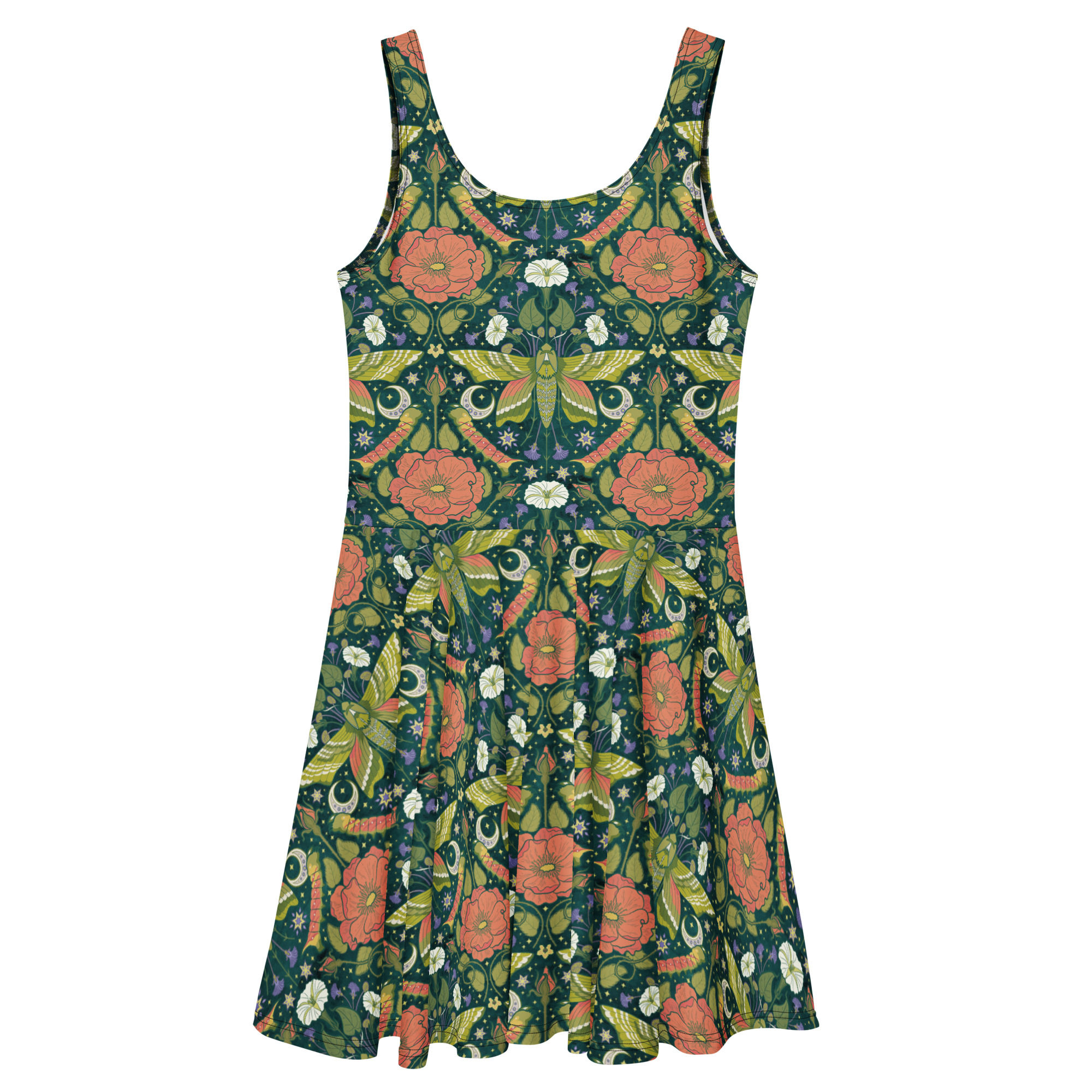 Magical Herbarium Skater Dress in Dark Teal
