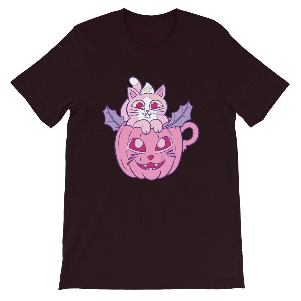 Pink Pumpkin Latte Cat Short-Sleeve Unisex T-Shirt