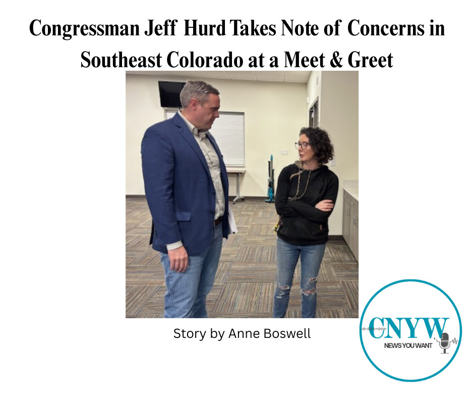Third District US Representative Jeff Hurd talks with Otero County resident Michelle Gardner