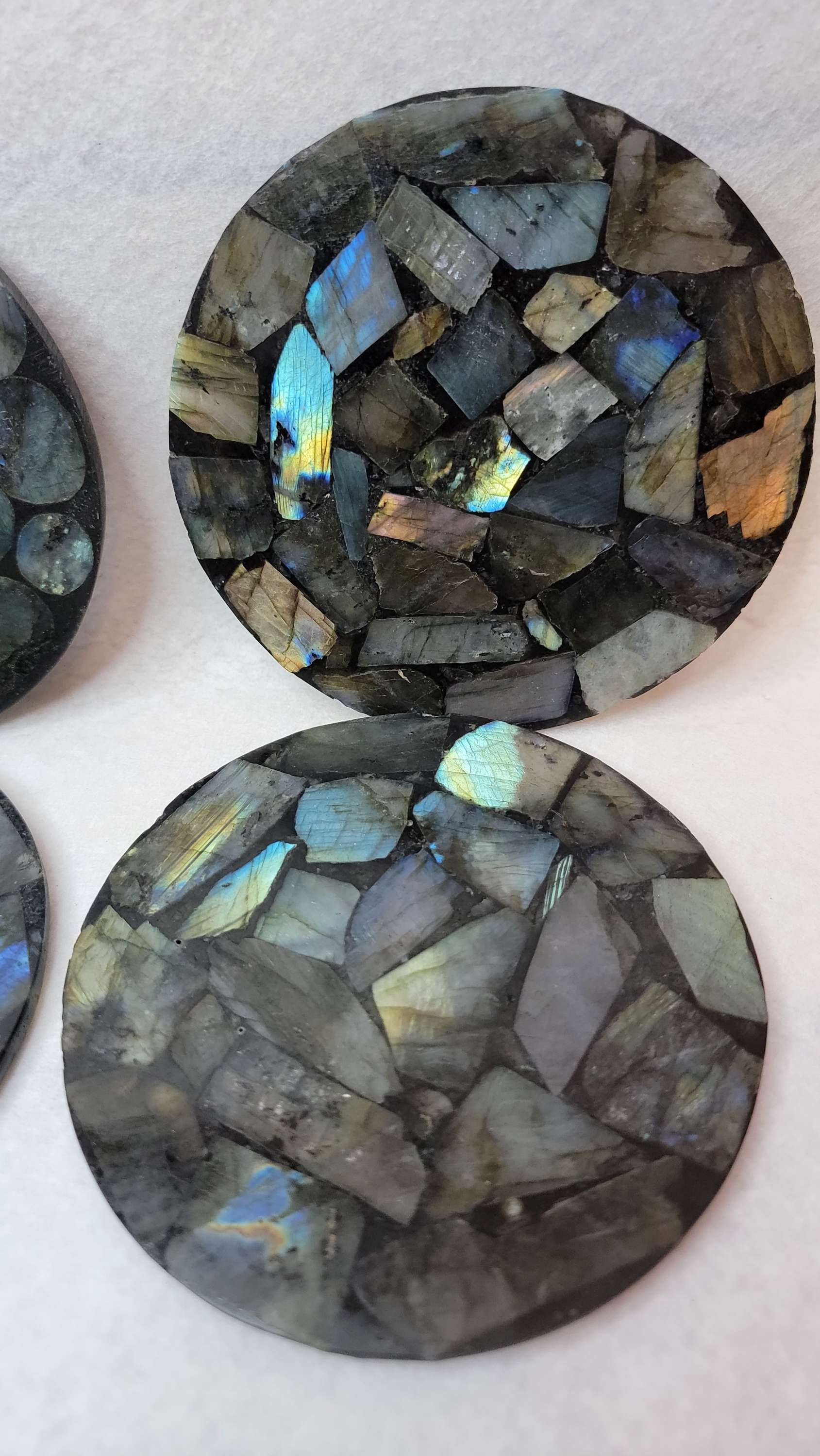 Genuine LABRADORITE COASTER SET of 2