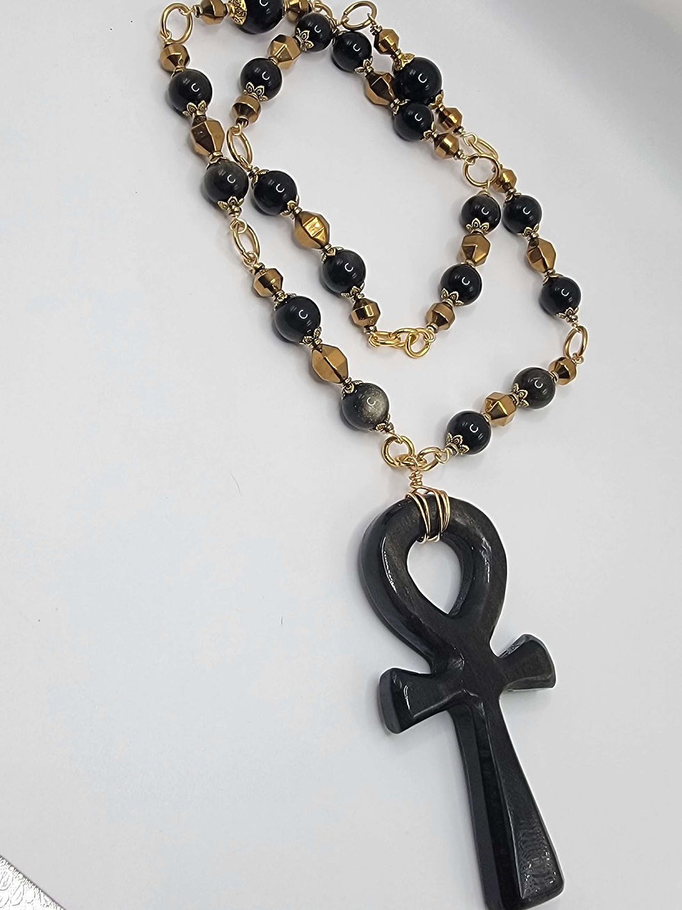 Thumbnail: Solid Obsidian Ankh Necklace