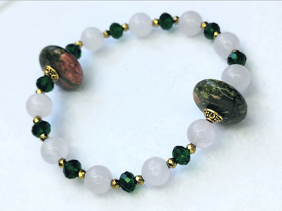 Rose Quartz and Unakite stretch bracelet
