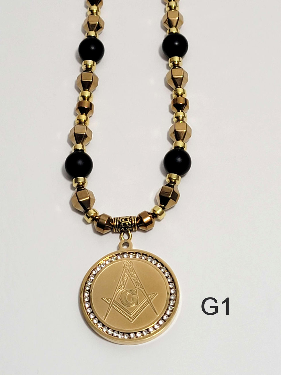 Thumbnail: Gold-plated Hematite, Matte Black Onyx
