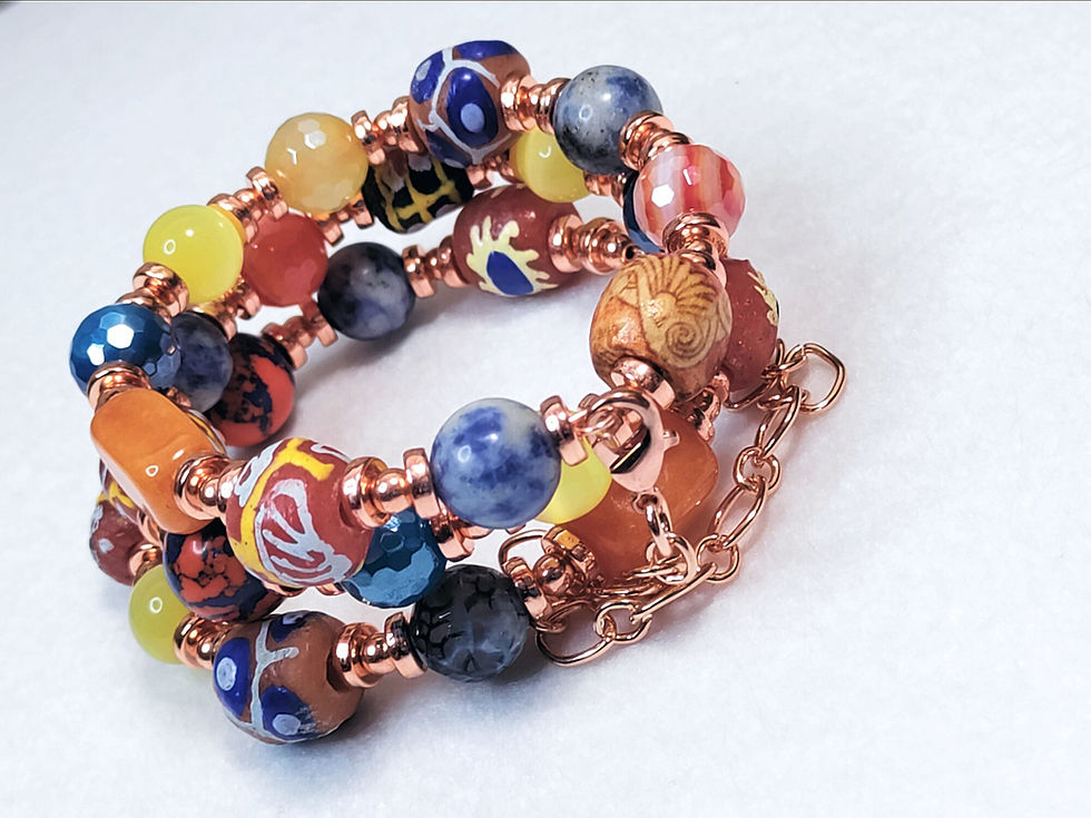 3 layer wrap bracelet with gemstone beads