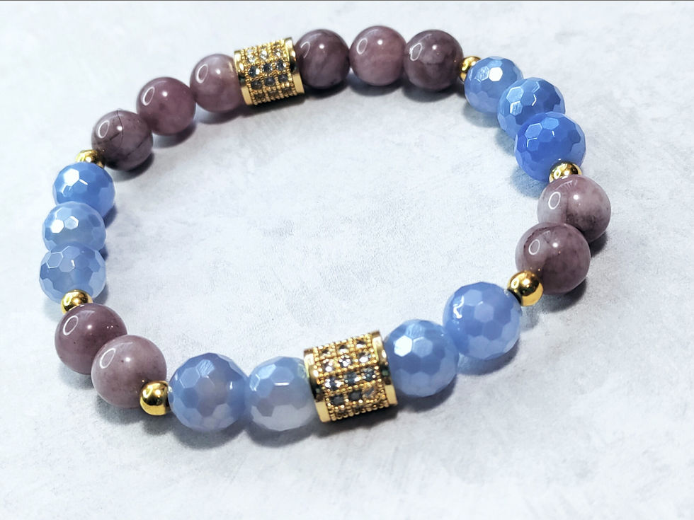 Lepidolite and Angelite gemstone bracelet