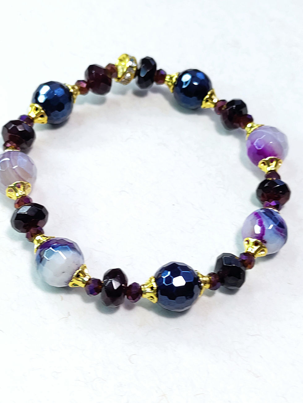 Thumbnail: "Spiritual Vibrations" Purple Striped Agate Bracelet