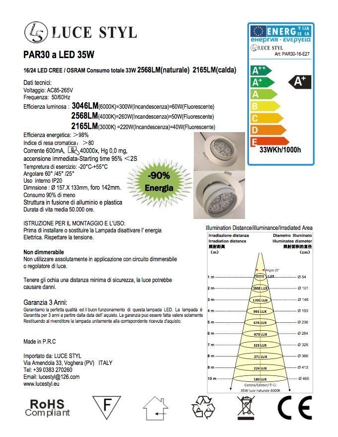 Miniatura: 35W LED OSRAM ORIENTABILE A ROTAZIONE 358°