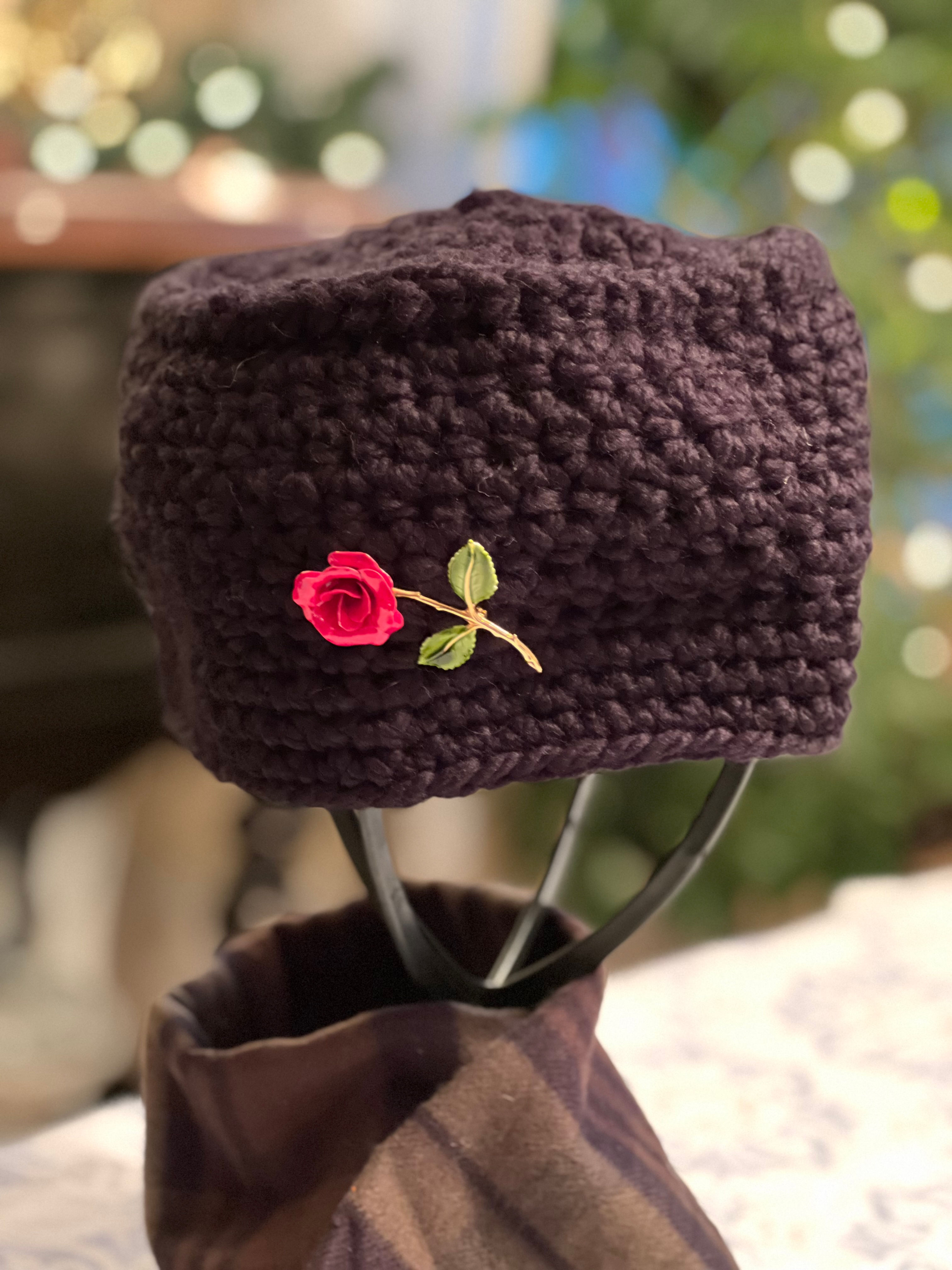 Black Cloche with rose pin