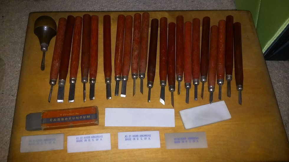 Thumbnail: 41pc vintage/antique WOOD CARVING TOOLS German Calvo and Japanese