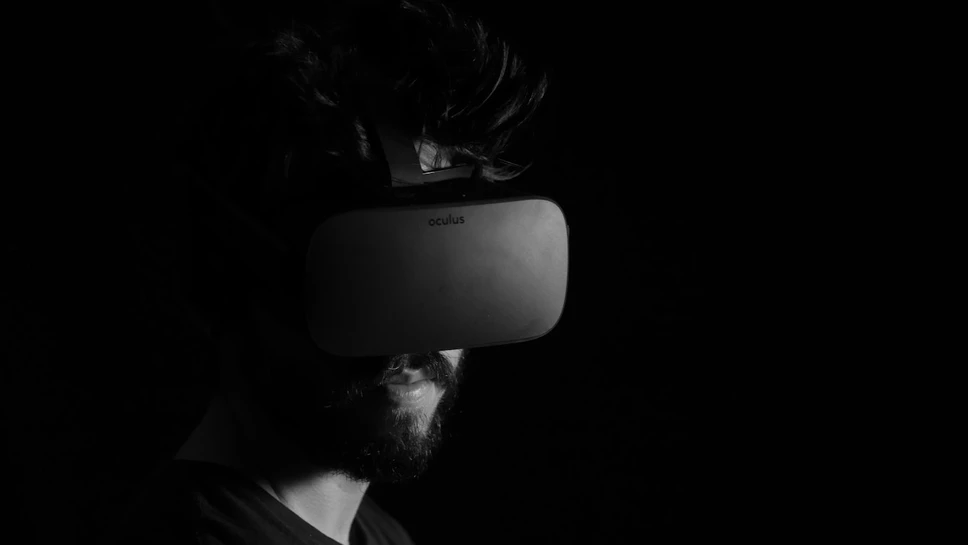 Person using a virtual reality headset