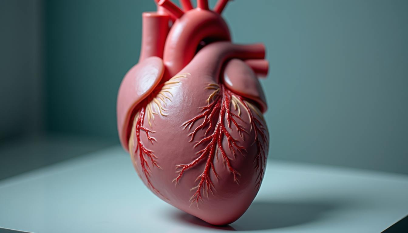 Close-up view of a 3D anatomical heart model used in medical training