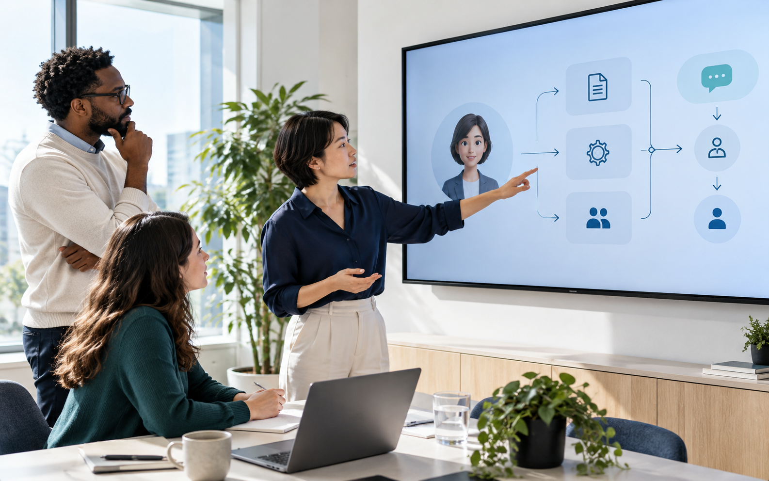 Form guidance — conceptual illustration for AI HR Assistant Avatar