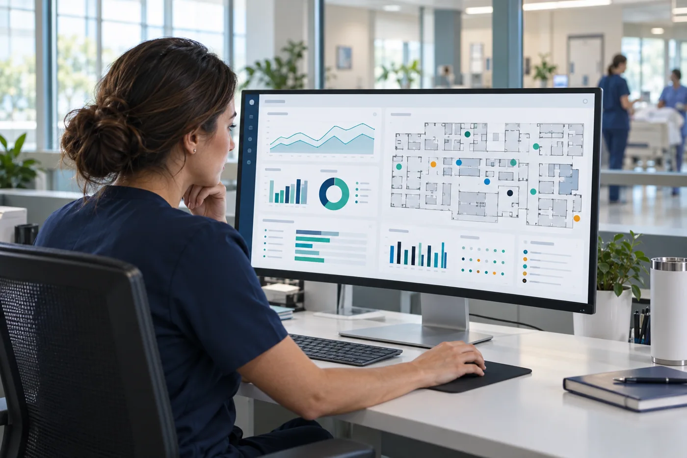 Illustrative predictive analytics healthcare xr training patient flow scene