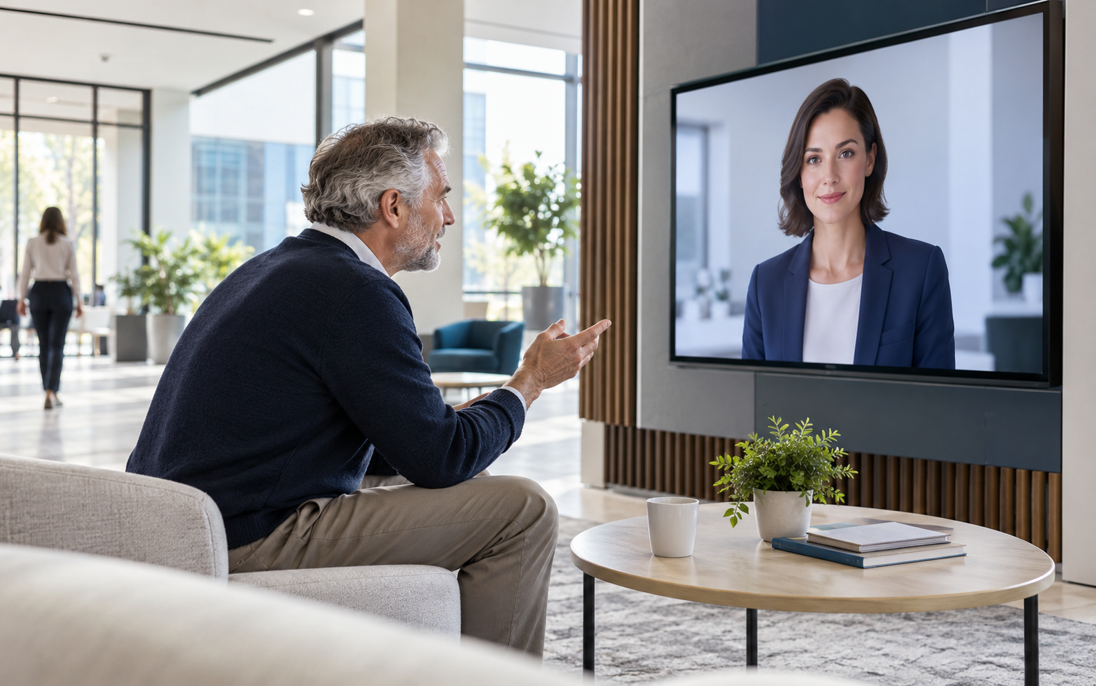 The experience in context — conceptual illustration for AI HR Assistant Avatar