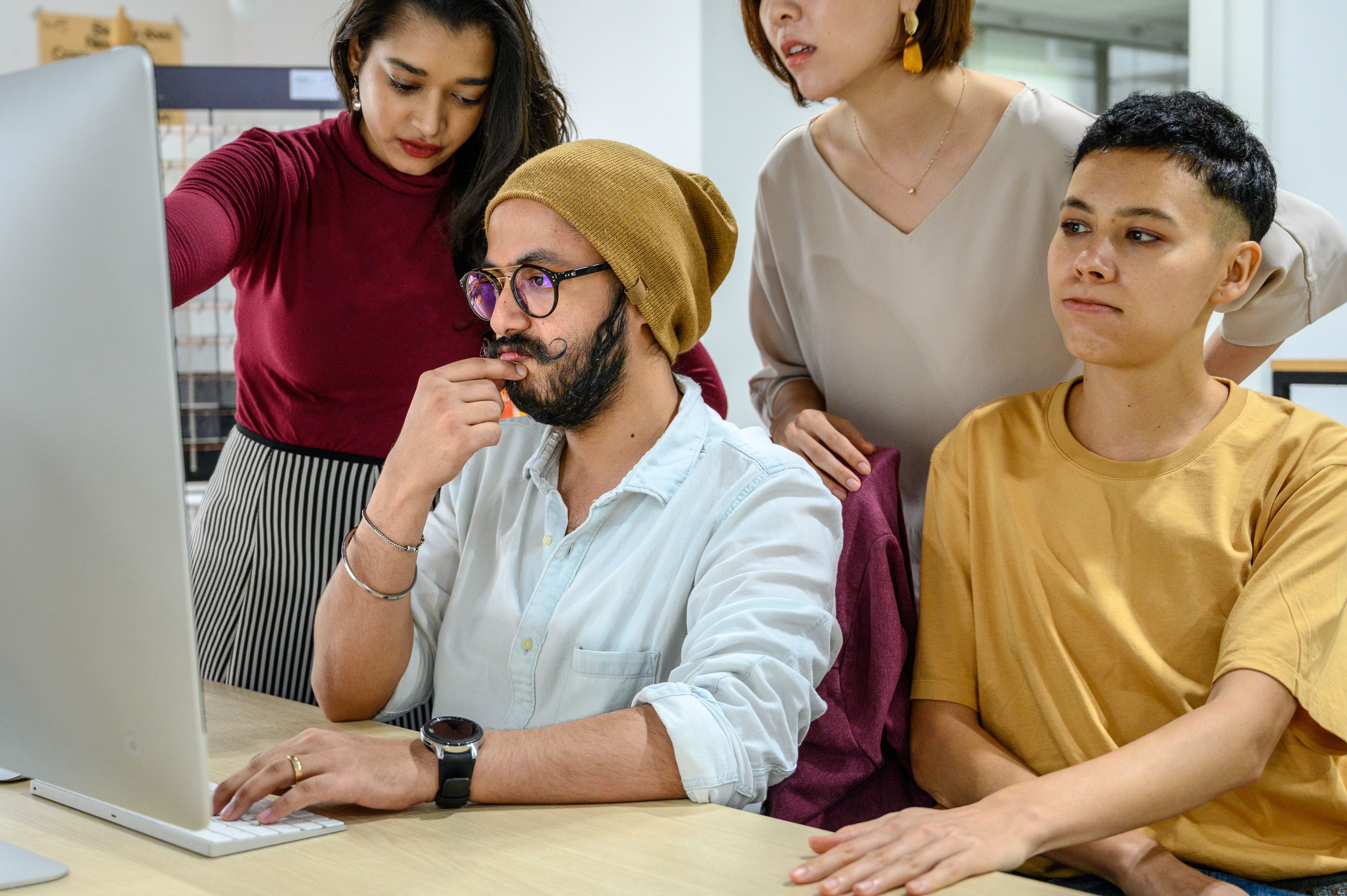 Production team collaborating during a facial performance capture session