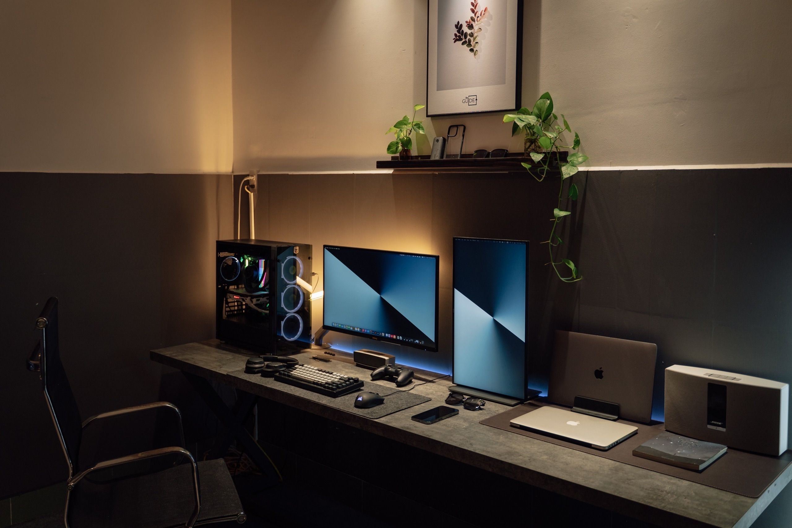 Organized game production workstation representing an external art partnership