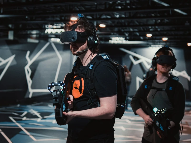Group taking part in a location-based VR experience