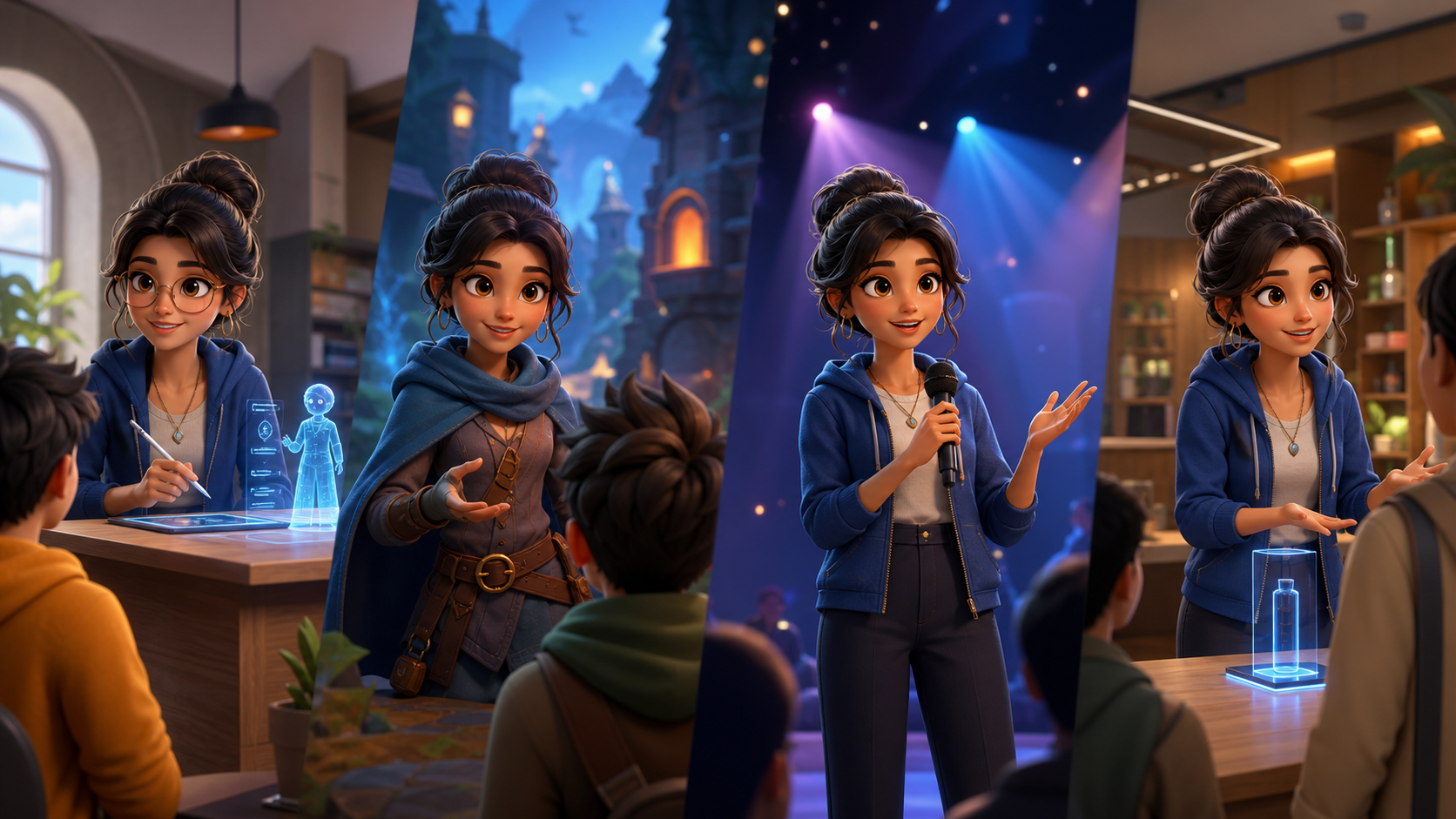 Fresh AI cartoon avatar shown across education, game, entertainment, and brand use cases
