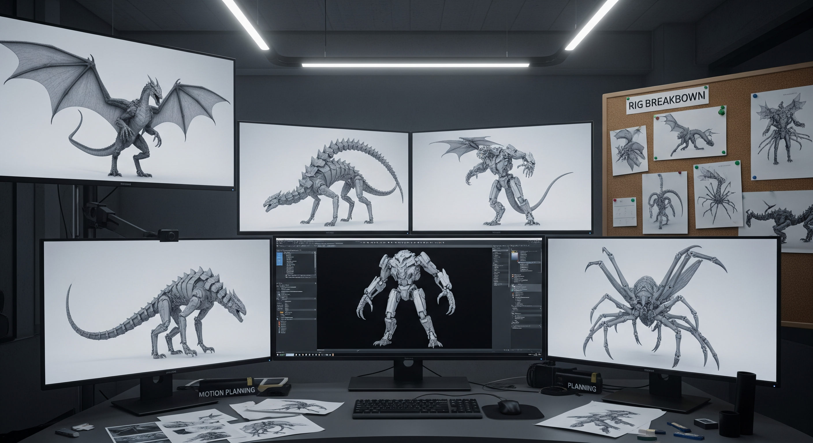 Motion capture and keyframe animation workflow for creature movement in games