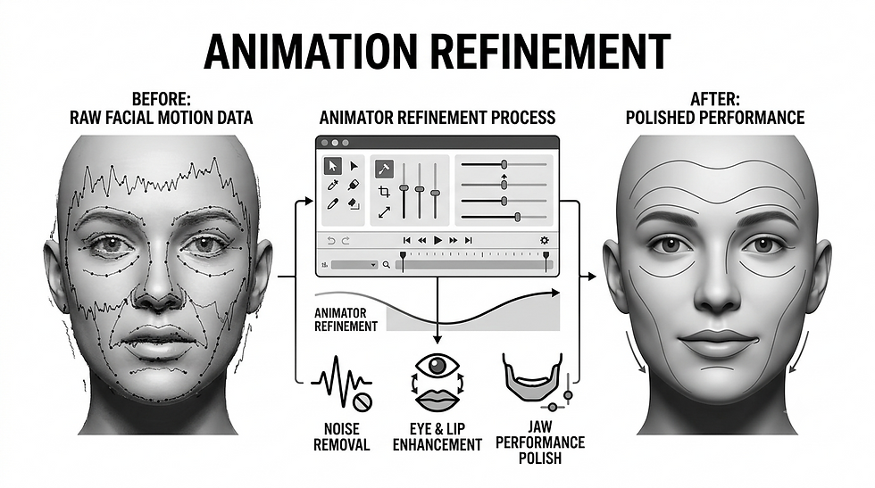 Animator cleanup and refinement of captured facial animation