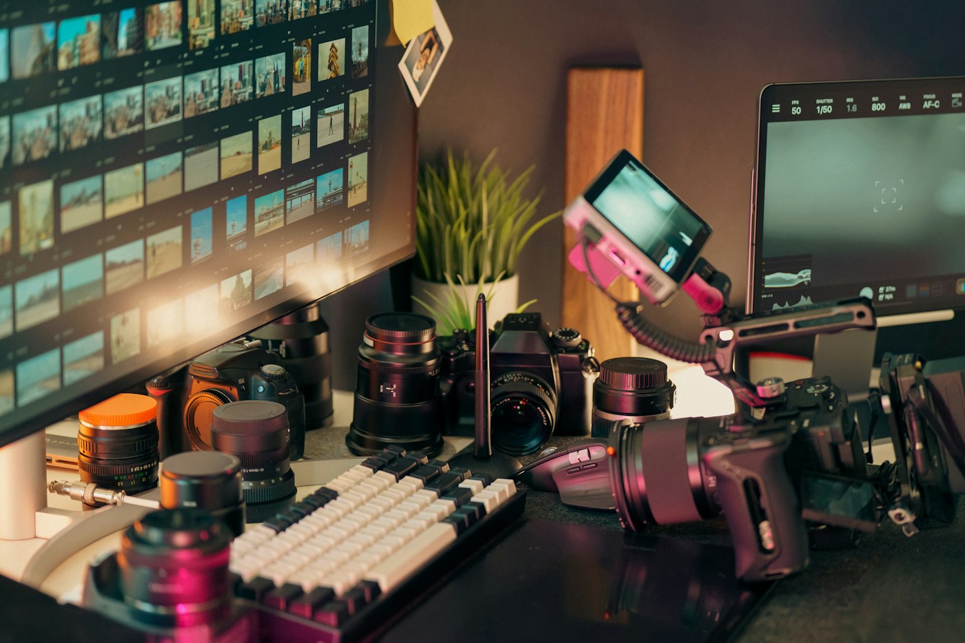 Animator working at a professional post-production workstation