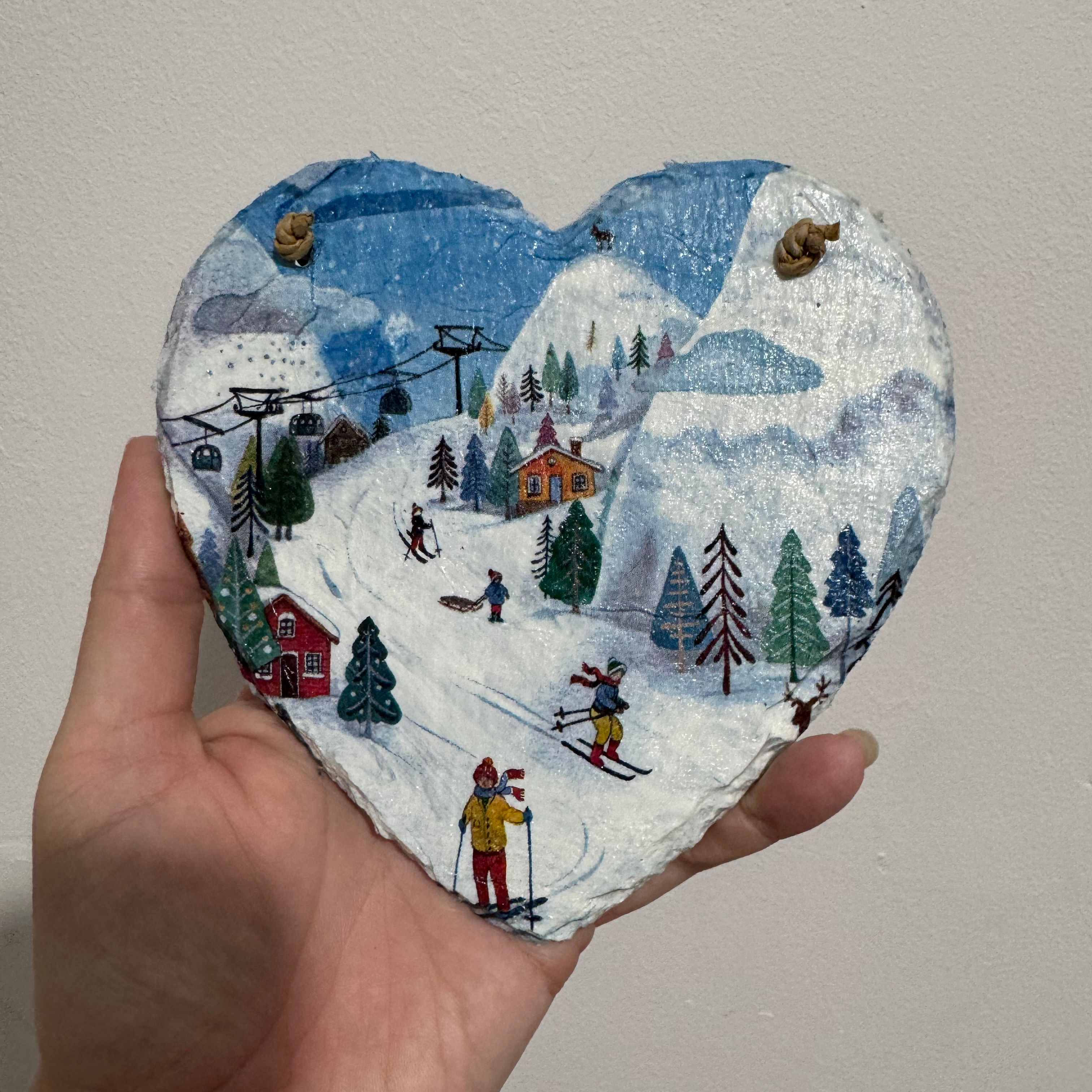  ❄️ Hanging Slate Sign - Snowy Skiing Scene! ❄️ 