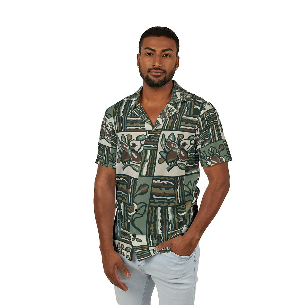 Thumbnail: Luxury Pullman Upholstery 1920s Green Floral Hawaiian Shirt