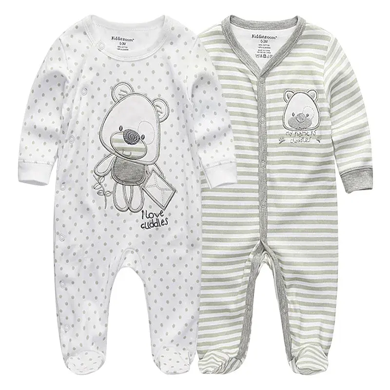 Thumbnail: 2 pcs/ 3 pcs Unisex organic cotton baby footed sleep and play pajamas